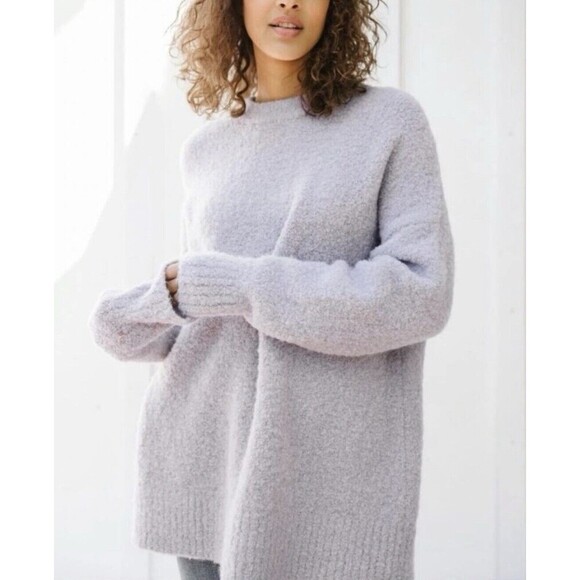 Jenni Kayne Boucle Cocoon Crewneck Sweater In Frost Size S Alpaca Merino Wool - Picture 1 of 8